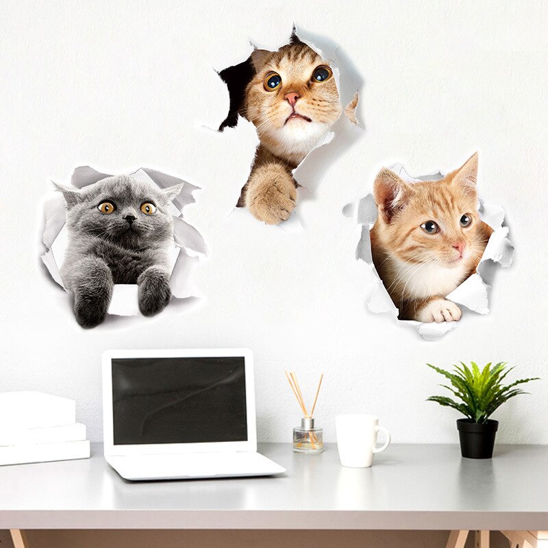 Autocollant en vinyle réaliste décor chat
