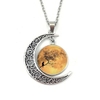 Collier pendentif Cabochon décor Chat et Lune boutik nature