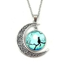 Collier pendentif Cabochon décor Chat et Lune boutikbleu