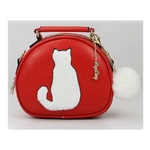 sac à main et  bandouliere Rouge motif CHAT- La BoutiK du Chat