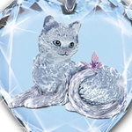 Collier-Pendentif Coeur en cristal blanc motif CHAT3 - La BoutiK du Chat