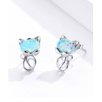 boucles d'oreilles opale bleue femme fille bijoux la boutik du chat