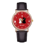 Montre décor Cadre de Chats et Coeur pour Femme forme ronde couleur marron foncé