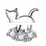 boucles doreilles argent strass zirconium femme chat