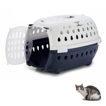Cage caisse transport chat chaton bleu et Blanc porte - La BoutiK du Chat