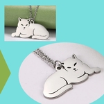 Collier pendentif argent or  CHAT chaine maillons acier inoxydable fille Femme bijou - La BoutiK du Chat