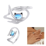 Bague ouverte Argent Sterling décor Chat femmes ornée d'une Pierre naturelle