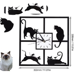 Horloge murale pendule Carrée Décor découpes de Chat - La Boutik du Chat