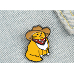 Broche-en-mail-chat-Cowboy-personnalis-chapeau-Animal-amusant-broches-chemise-sac-revers-Badge-mignon-dessin