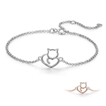 bracelet argent chat coeur bijoux femme amoureux anniversaire valentin - La Boutik du Chat