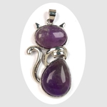 Colliers-Pendentif CHAT  pierre naturelle Quartz femme violet - LIV 5jrs boutik