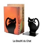 Serre livres chat décotration chaton  noir métal bibliothéque lecture boutik du chat
