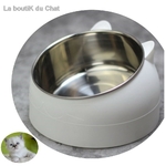 gamelle blanche surélevée inclinée inox oreille de chat - La BoutiK du Chat