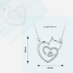 Collier pendentif forme Coeur et Tête de Chat avec strass - La BoutiK du Chat