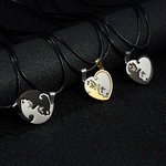 Pendentif-Animal-chat-noir-et-blanc-collier-cousu-Simple-cadeau-d-amiti-forme-de-c-ur