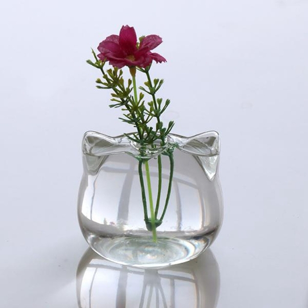 Vase Fer forgé forme CHAT ❤️ Verre en Coeur ☛ LE CHAT-LA DECORATION