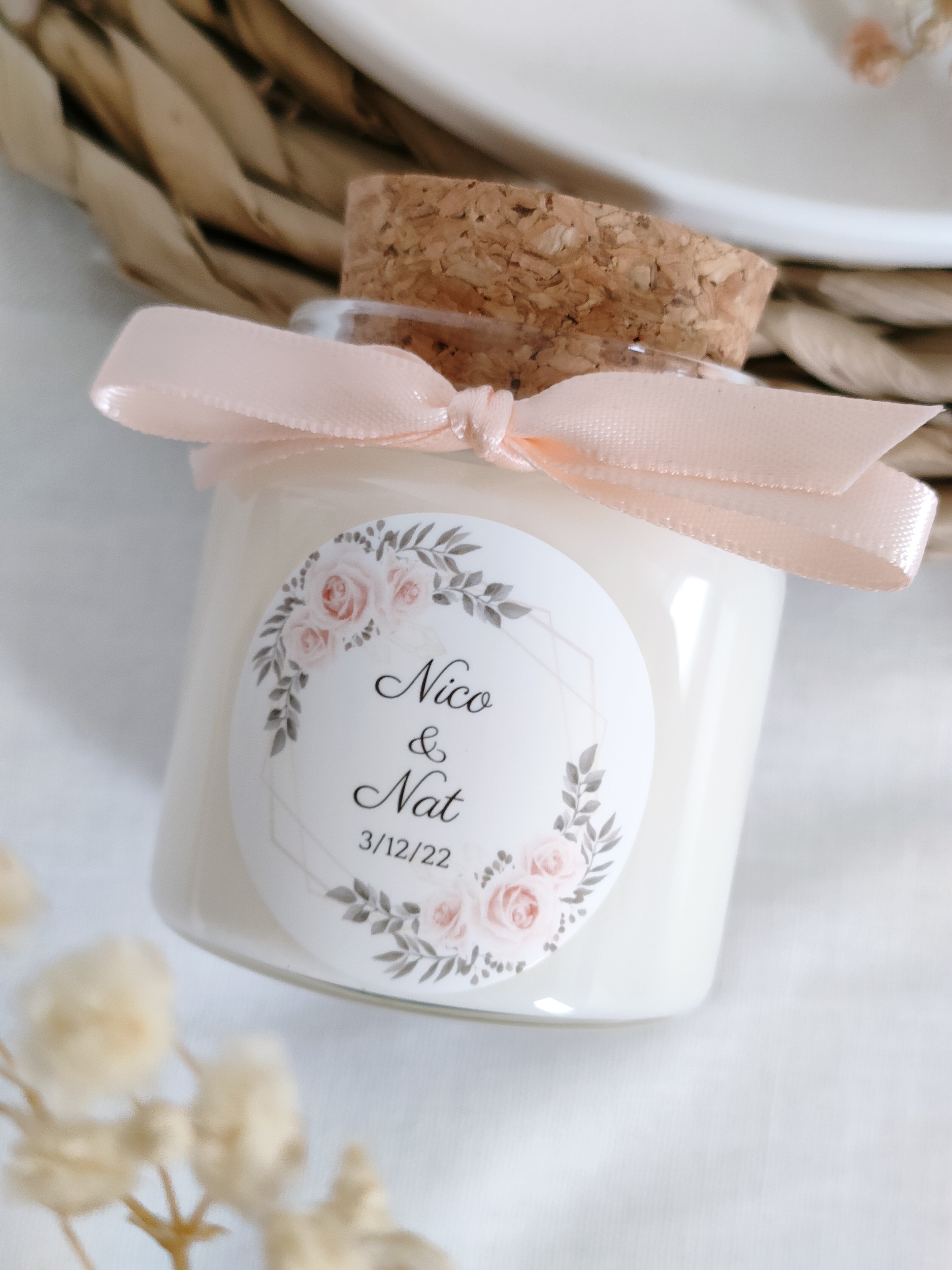 Bougies personnalisées - cadeau invités mariage - Un grand marché
