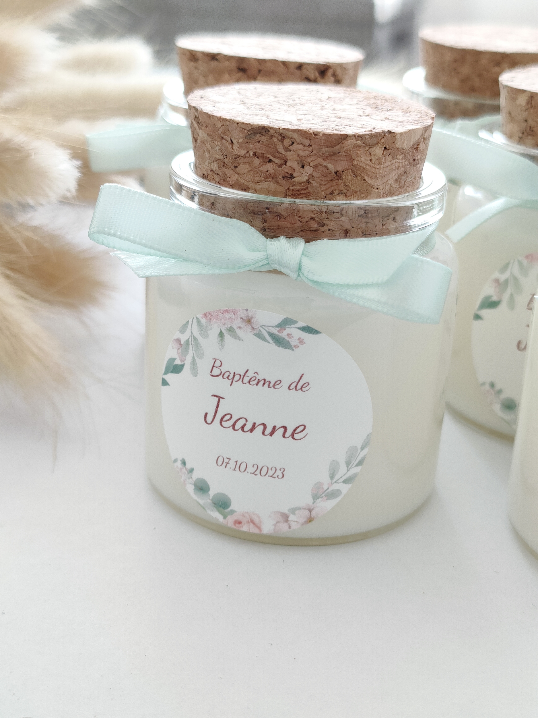 Bougies personnalisées - cadeau invités baptême ou baby shower - Un grand  marché