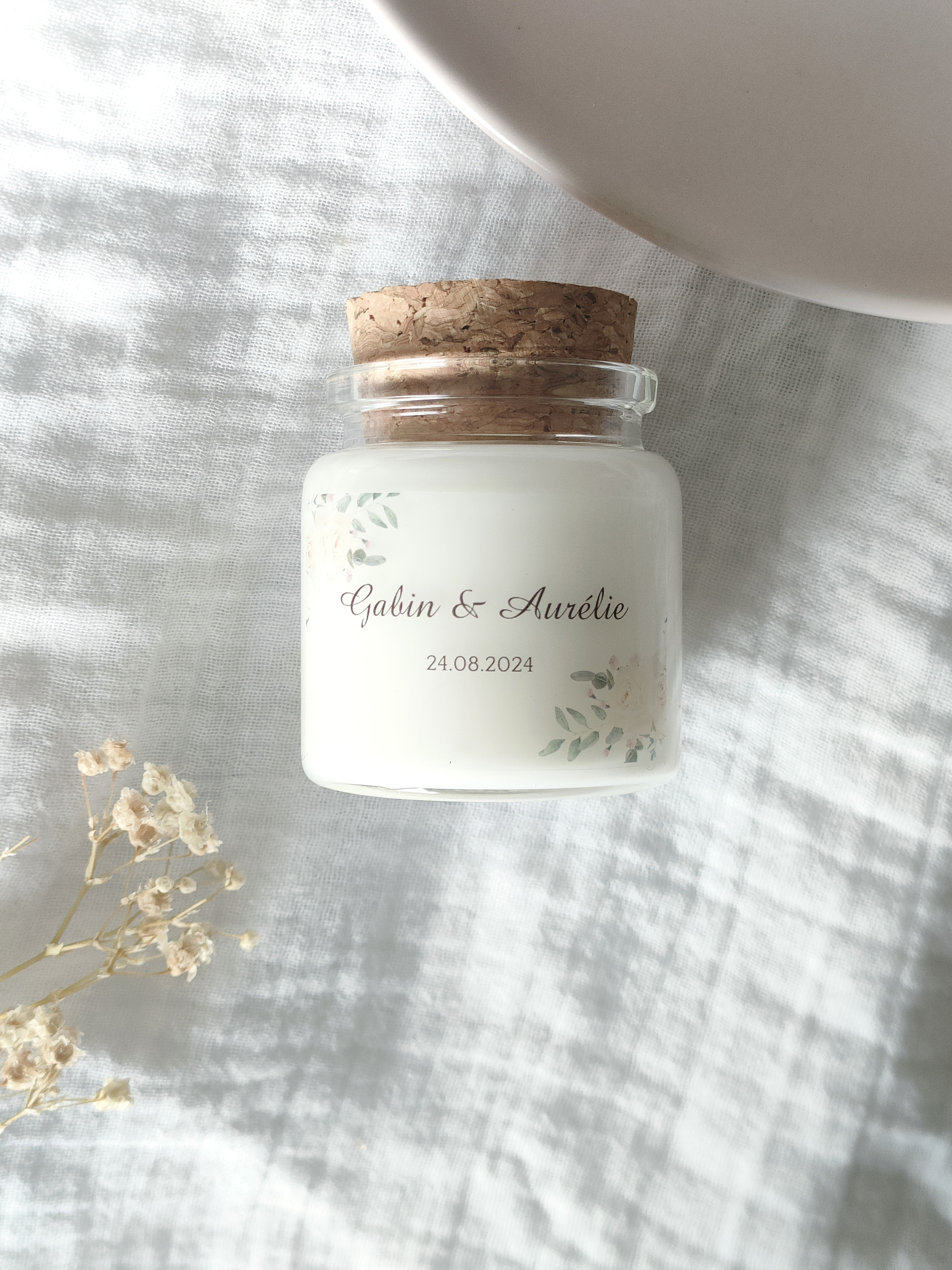 Bougie personnalisée fleuri