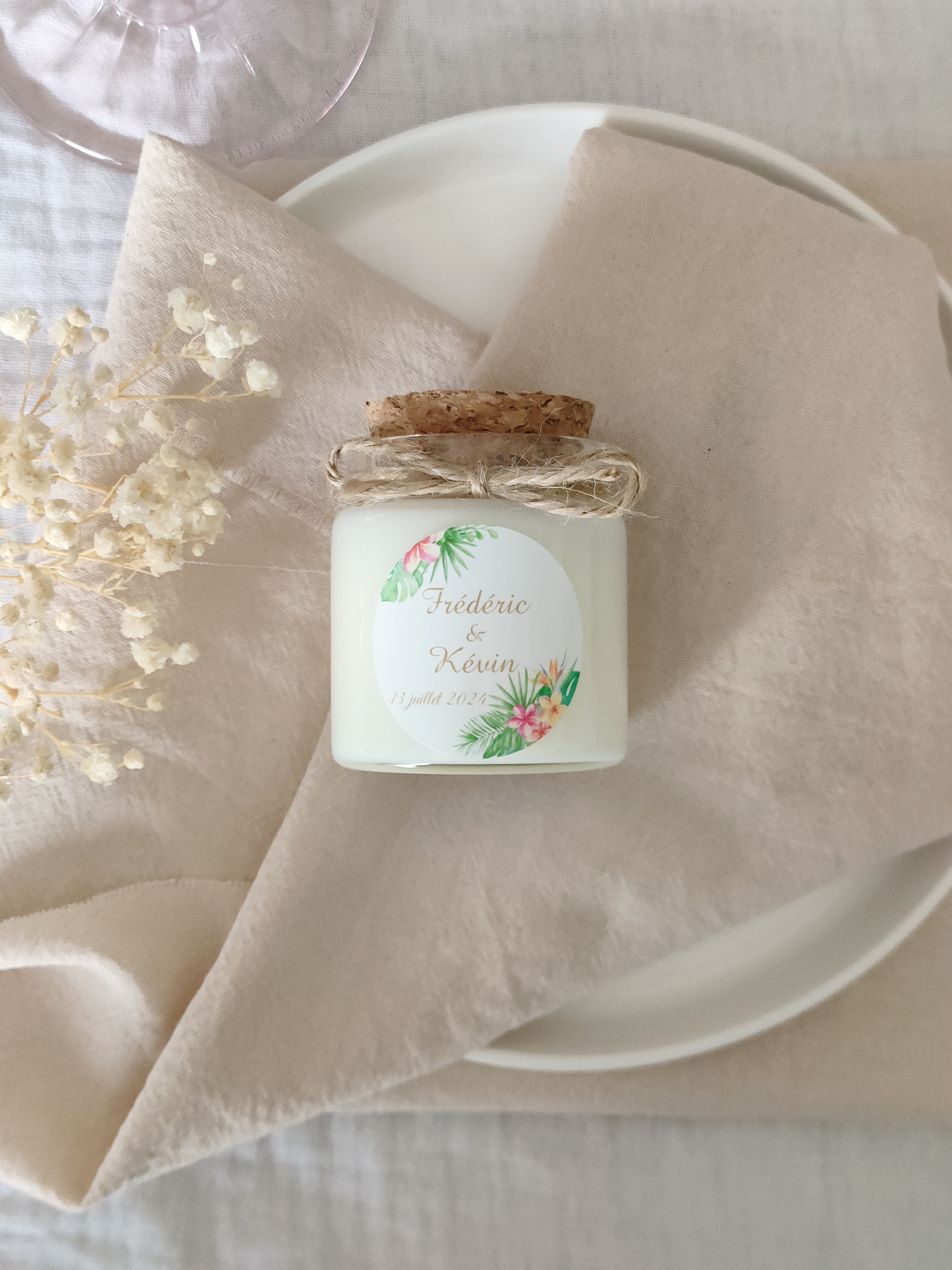 bougie personnalisée tropical