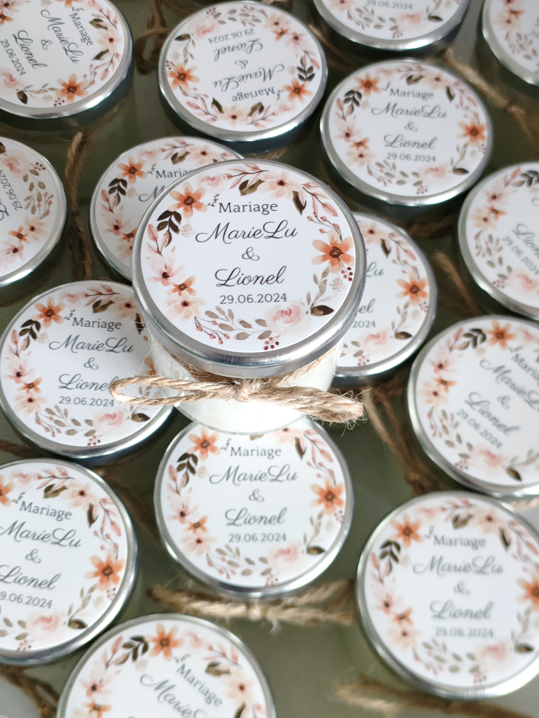 bougie personnalisée fleur