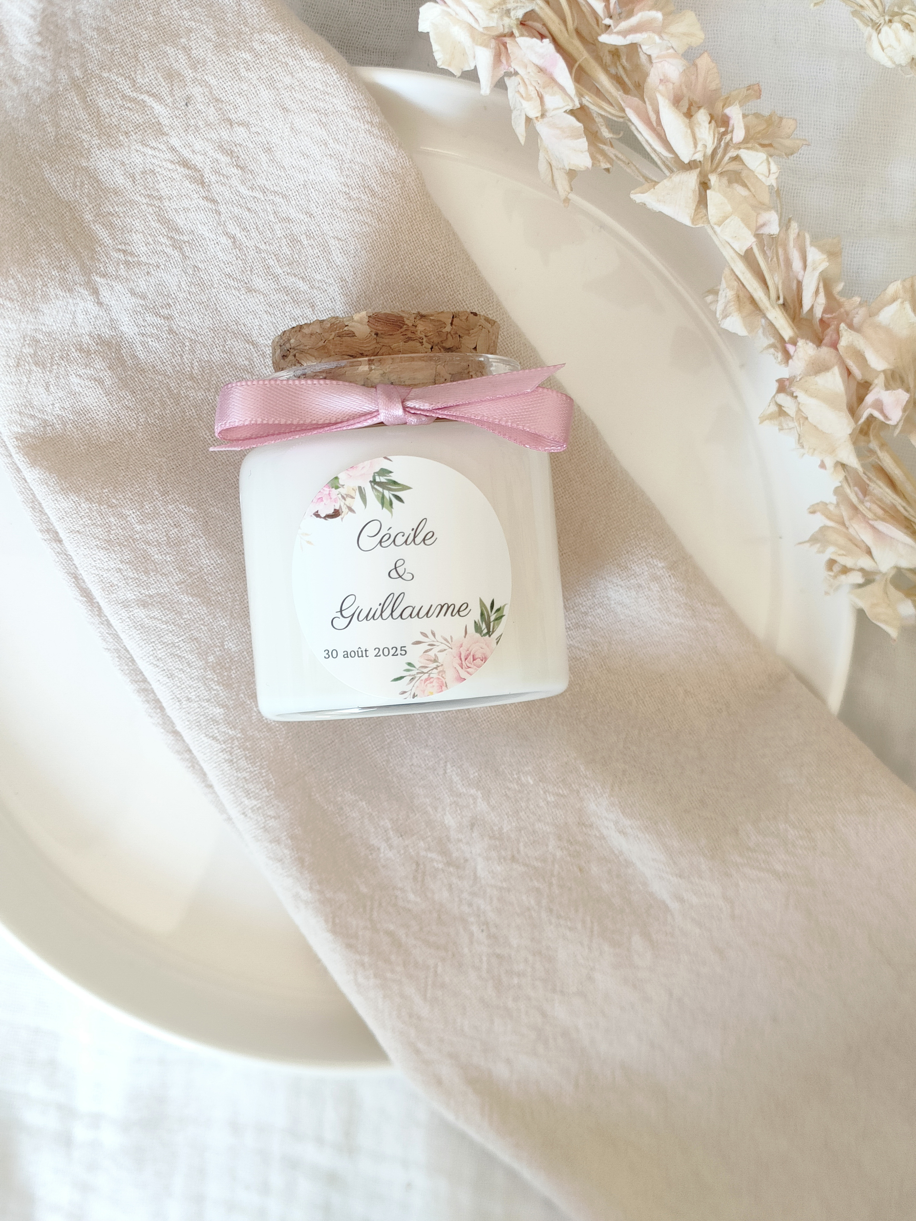 bougie mariage fleuri