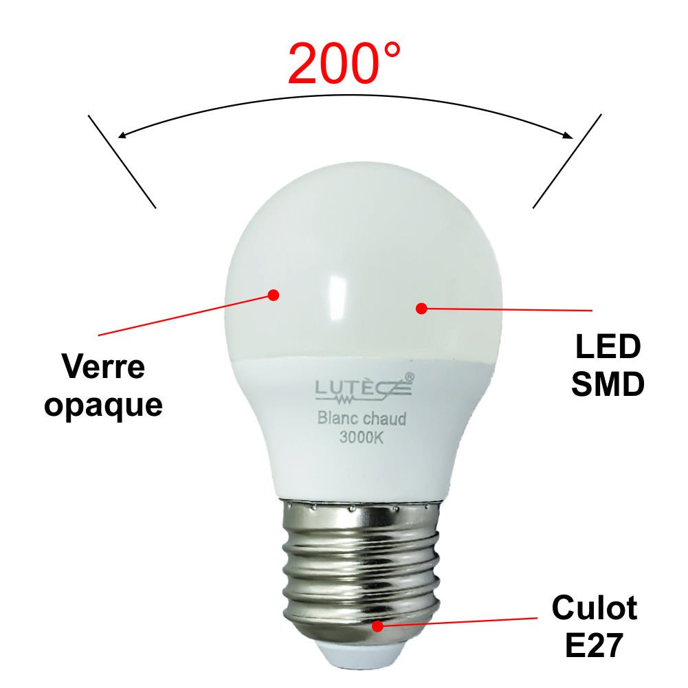 Ampoule G45 Dimmable-Variable LED / Culot E27 / ø 45 mm / Opaque