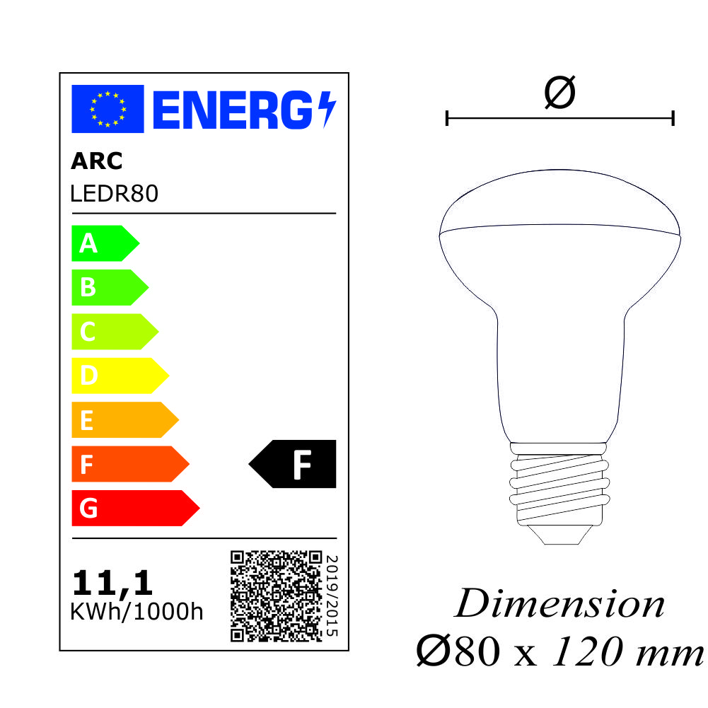 Ampoule LED E27 R80 9W (equiv. 60W) 750Lm 3000K