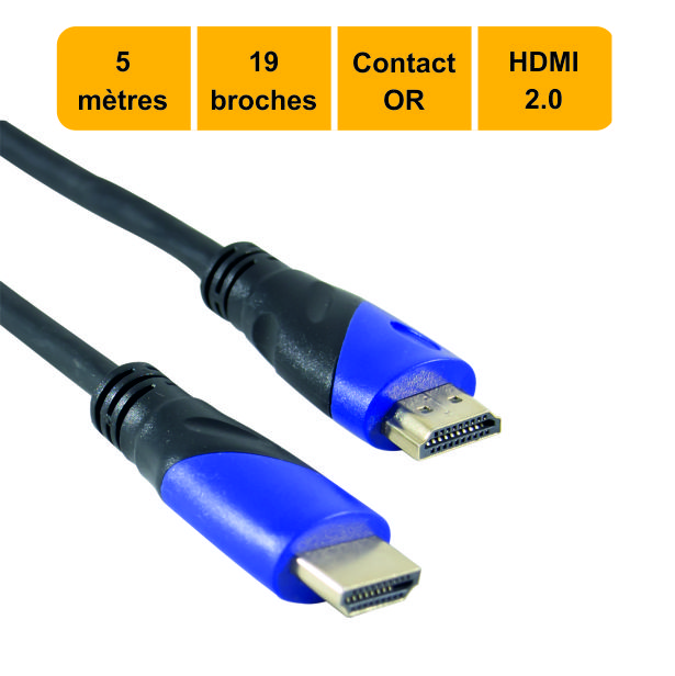Câble HDMI 2.0 High Speed 5m Full HDTV 4K