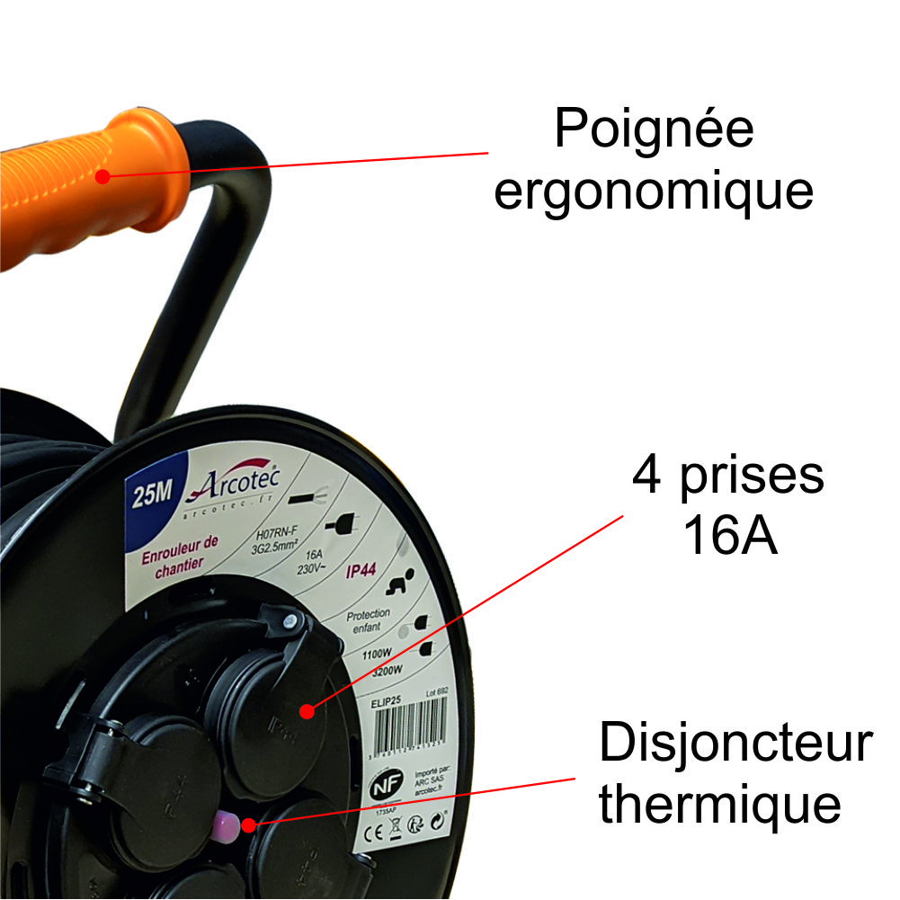 Adaptateur prise femelle CEE IP44 pour borne de camping - câble de 0,3m  H07RN-F 3G1.