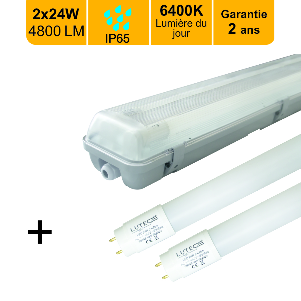 Réglette LED étanche 1500mm 55W 6600 LM 6500K IP65