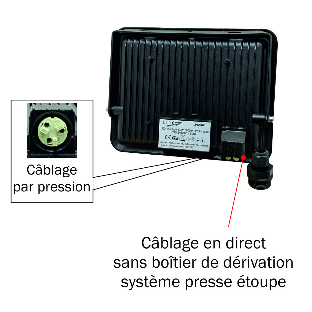 Projecteur LED 30W 3000 LM 3000K IP44 avec détecteur - garantie 5 ans -  Eclairage extérieur/Projecteurs - arc-group