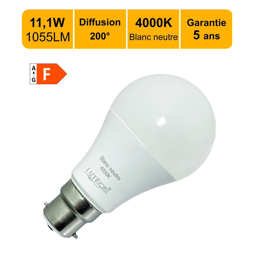 Ampoule connectée LED E27 9W 806Lm RGB Dimmable - compatible avec Alexa ou Google  Home - garantie 2 ans