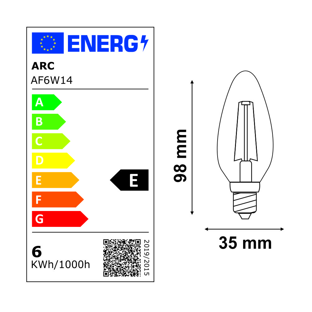 ARCOTEC - Lot de 2 ampoules led E14 1 watt (eq. 15 watt) - Frigo