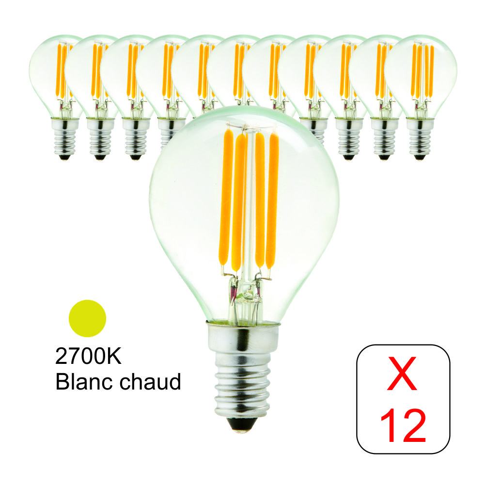 Lot de 2 Ampoules LED E14 Blanc Chaud 12V 4W Éclairage pour