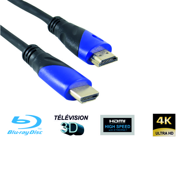 HDCP 2.2 ARC compatible avec Fire TV PS3 PS4 AKOADA Câble HDMI 2.0 haute vitesse 4K 5m Câble Ultra 18 Gbps 4K @ 60 Hz Prend en charge la vidéo UHD 2160p 3D HD 1080p Ethernet 