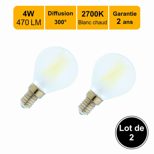 Lot de 20 Ampoule E14 G45 LED 4W 220V 240° Blanc Neutre 4000K