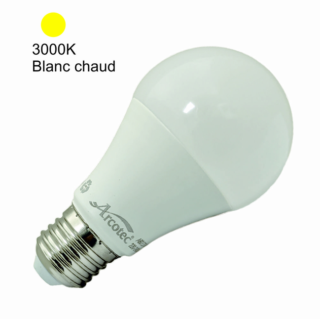 Ampoule E27 LED. Disponible en 3000K couleur et 5000K.