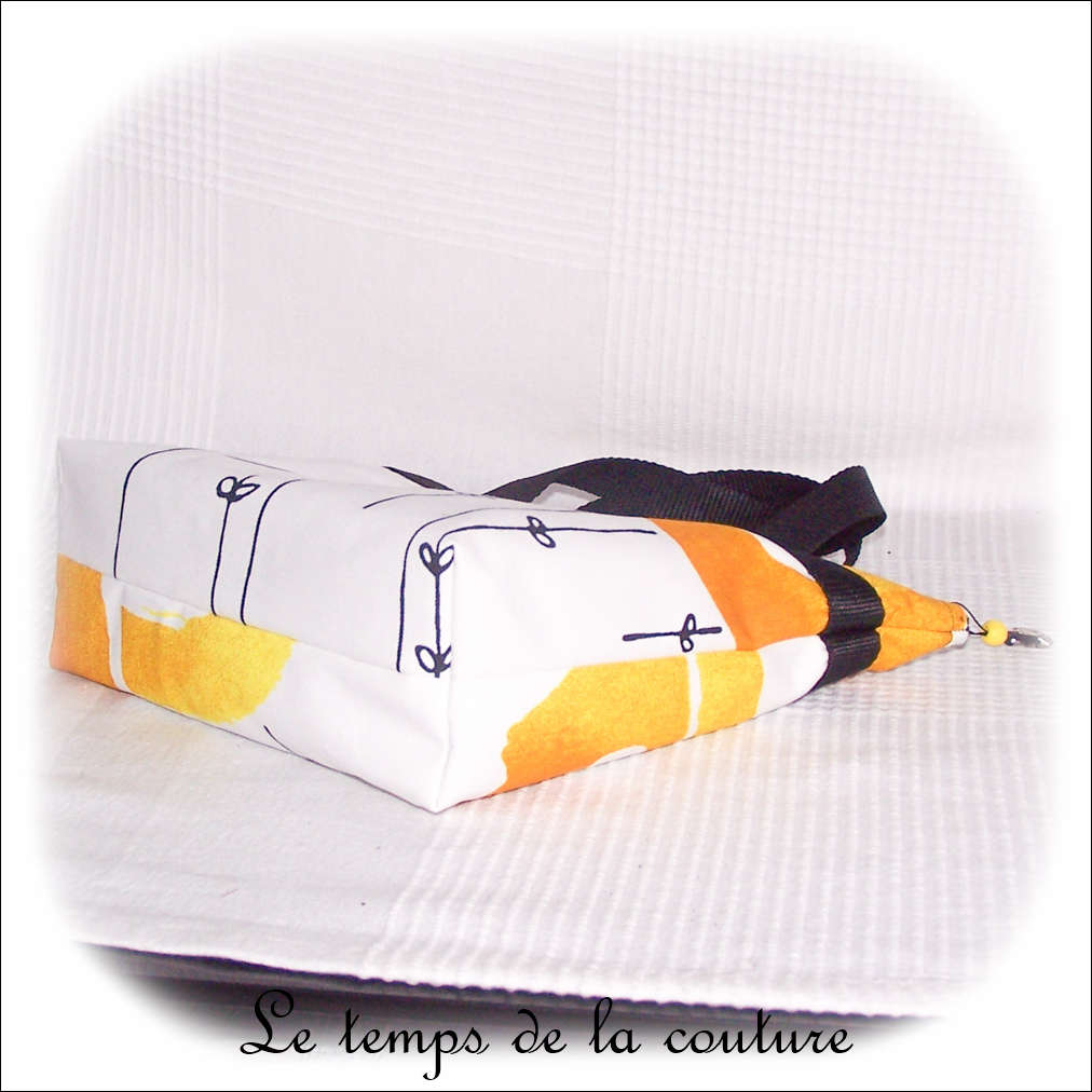 Sac - cabas soufflet - zippé - noir  jaune blanc rond ikea05 - GFC