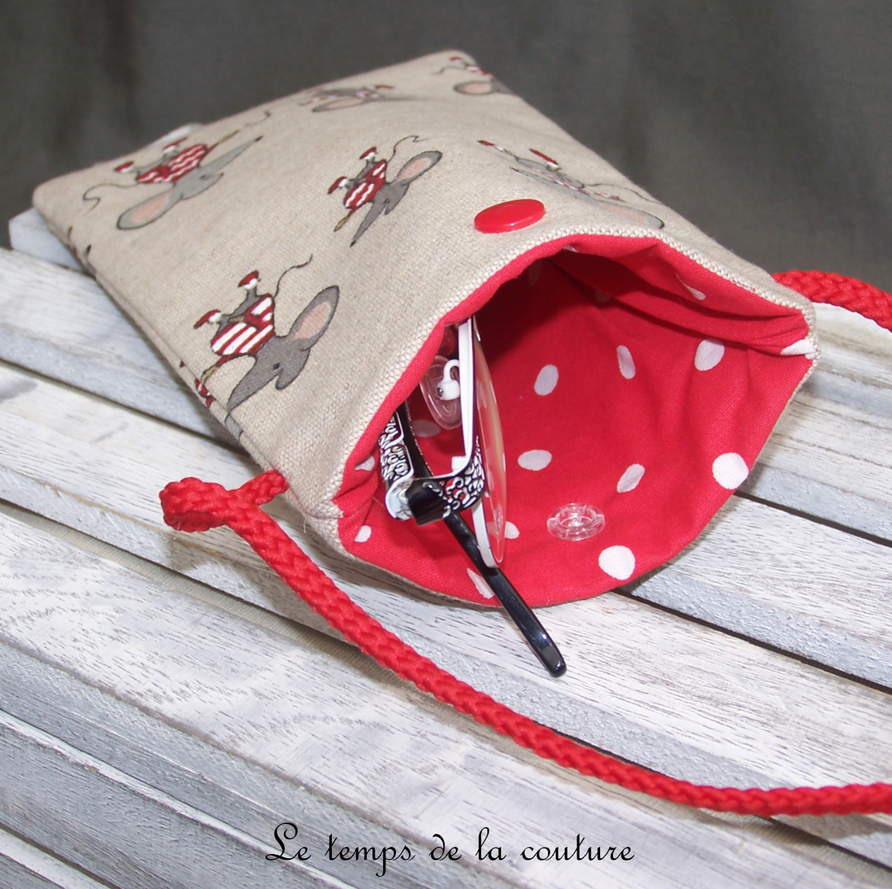 Pochette - telephone - souris rouge et rouge pois blanc 31