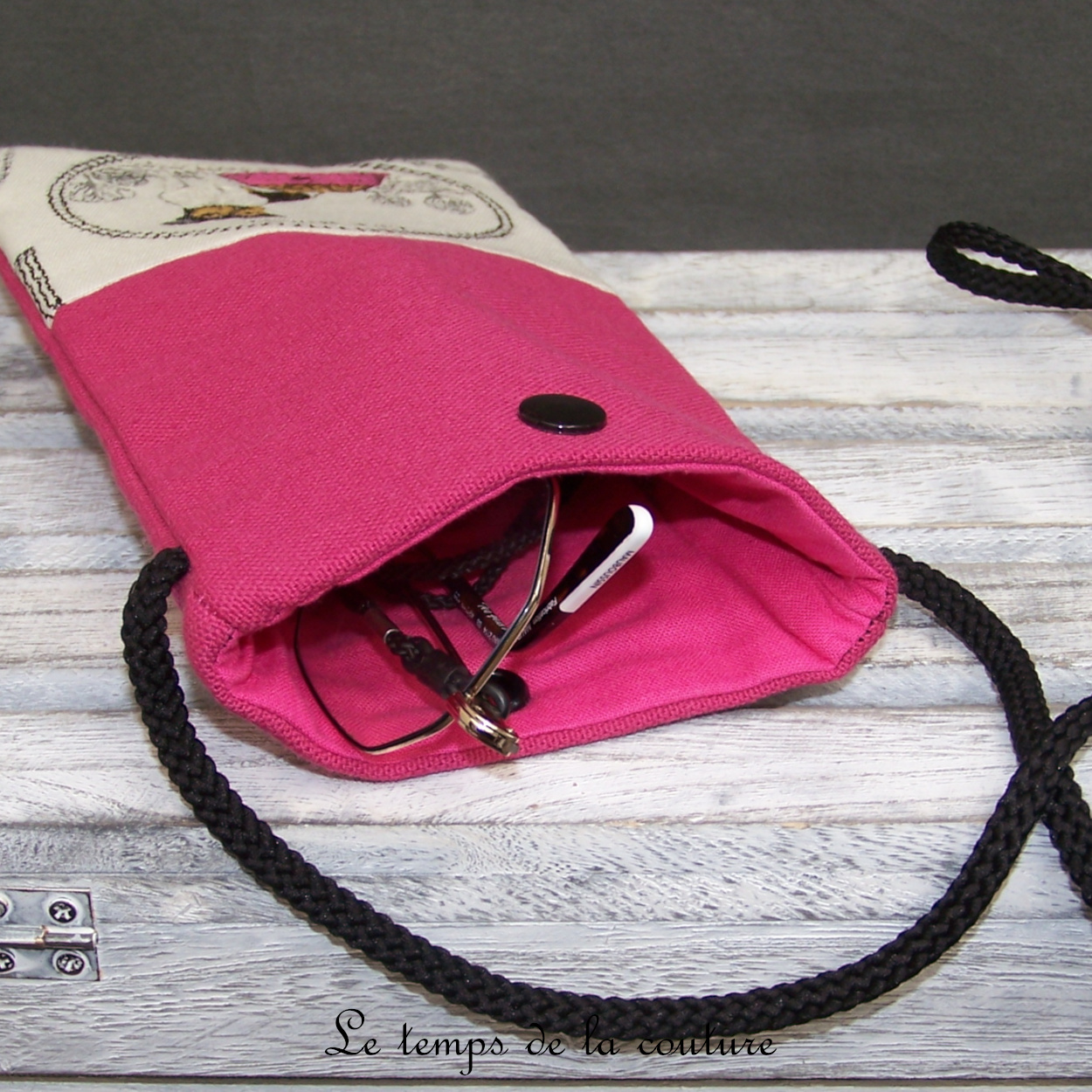 Pochette - telephone - rose fuschia chien jack russell terrier 03