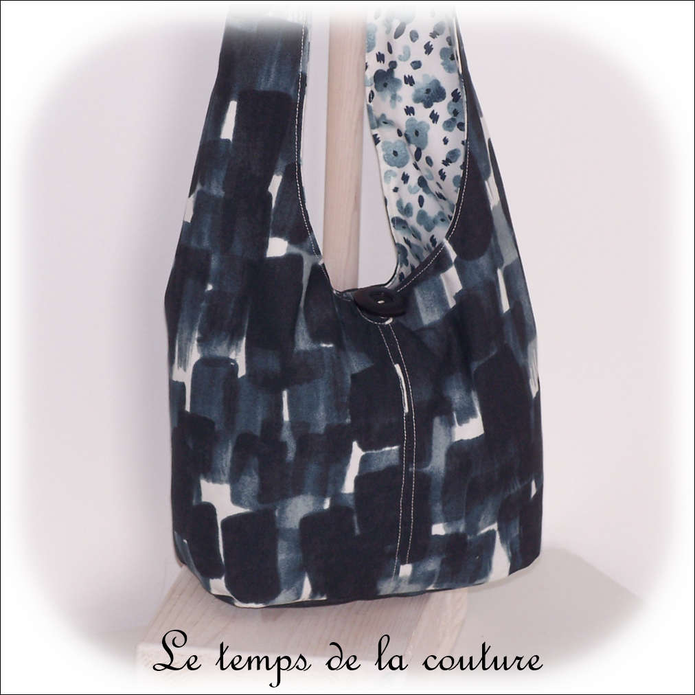 Sac - boho petit - blanc et bleu fleur ikea06 - GFC