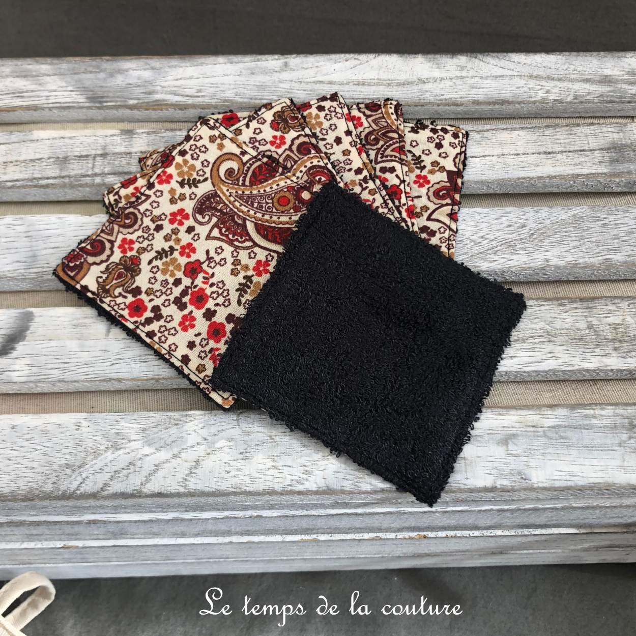 Sdb - lingette bambou noir ecru orange marron cachemire 01