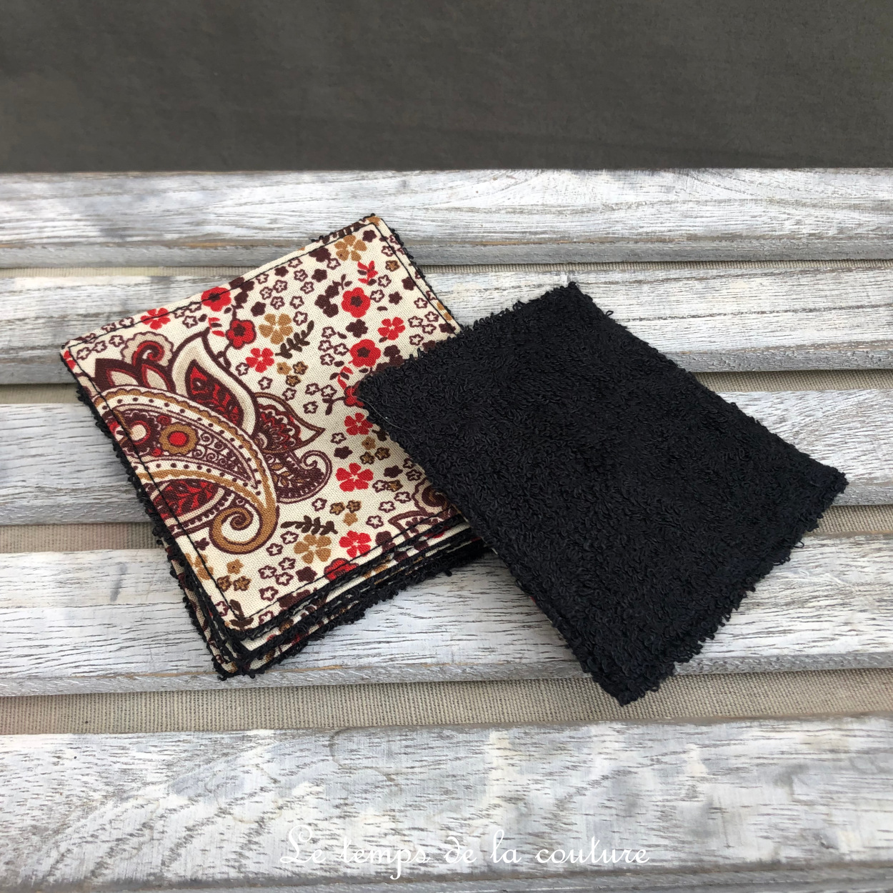 Sdb - lingette bambou noir ecru orange marron cachemire 02