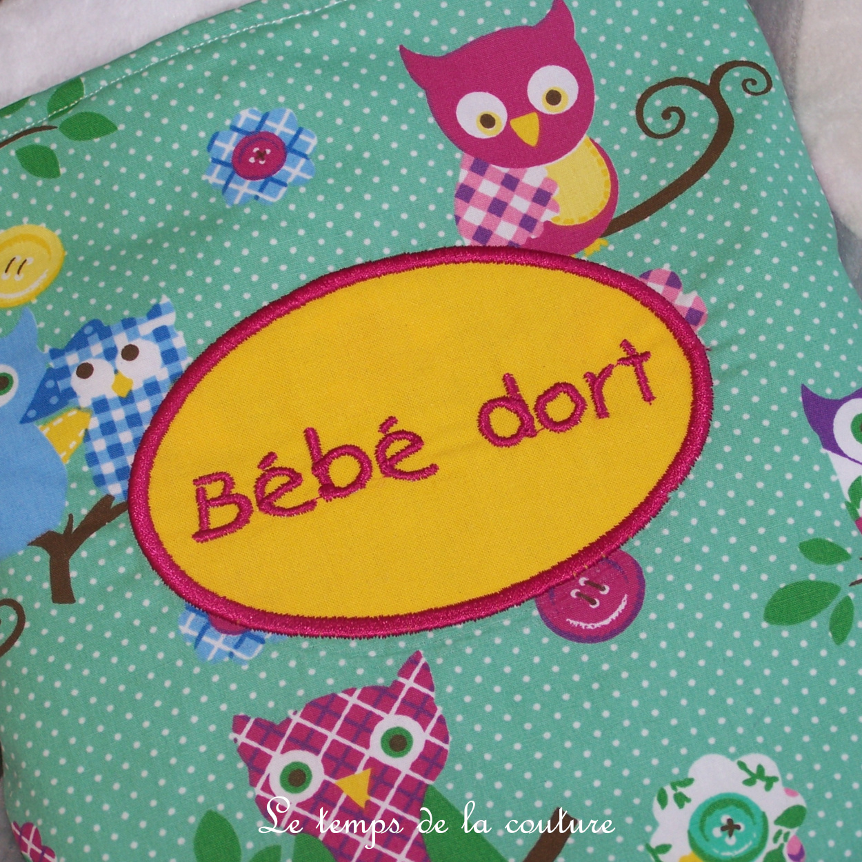 Enfant - couverture - vert motif chouette hibou multicilore 01