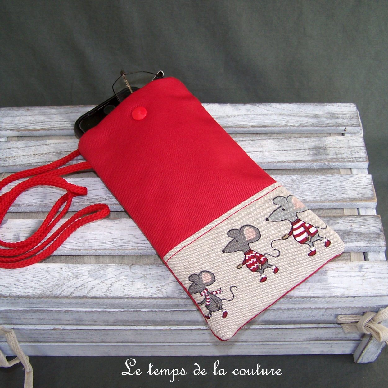 Pochette - telephone - souris rouge et rouge beige 20