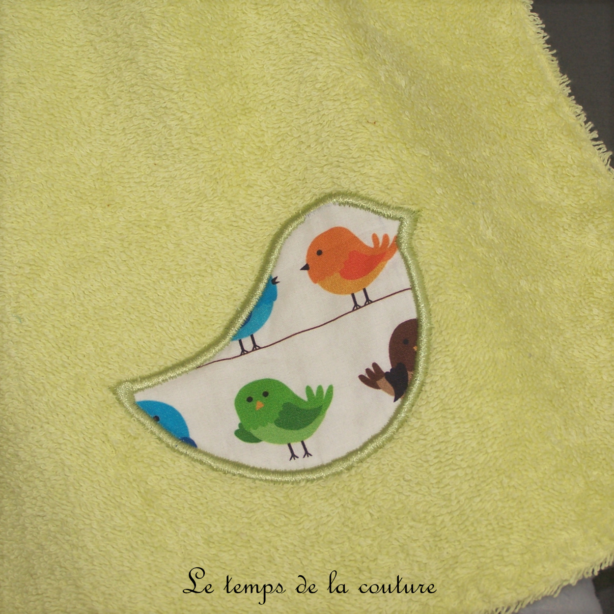 Enfant - bavoir double - anis motif oiseau 02