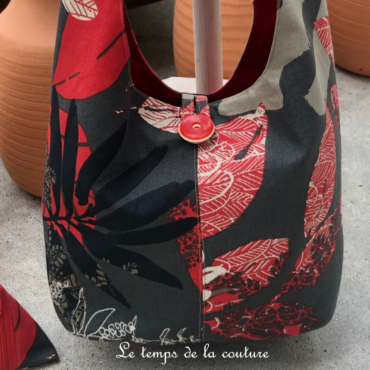 Sac - boho petit - gris antharcite rouge taupe noir - 03
