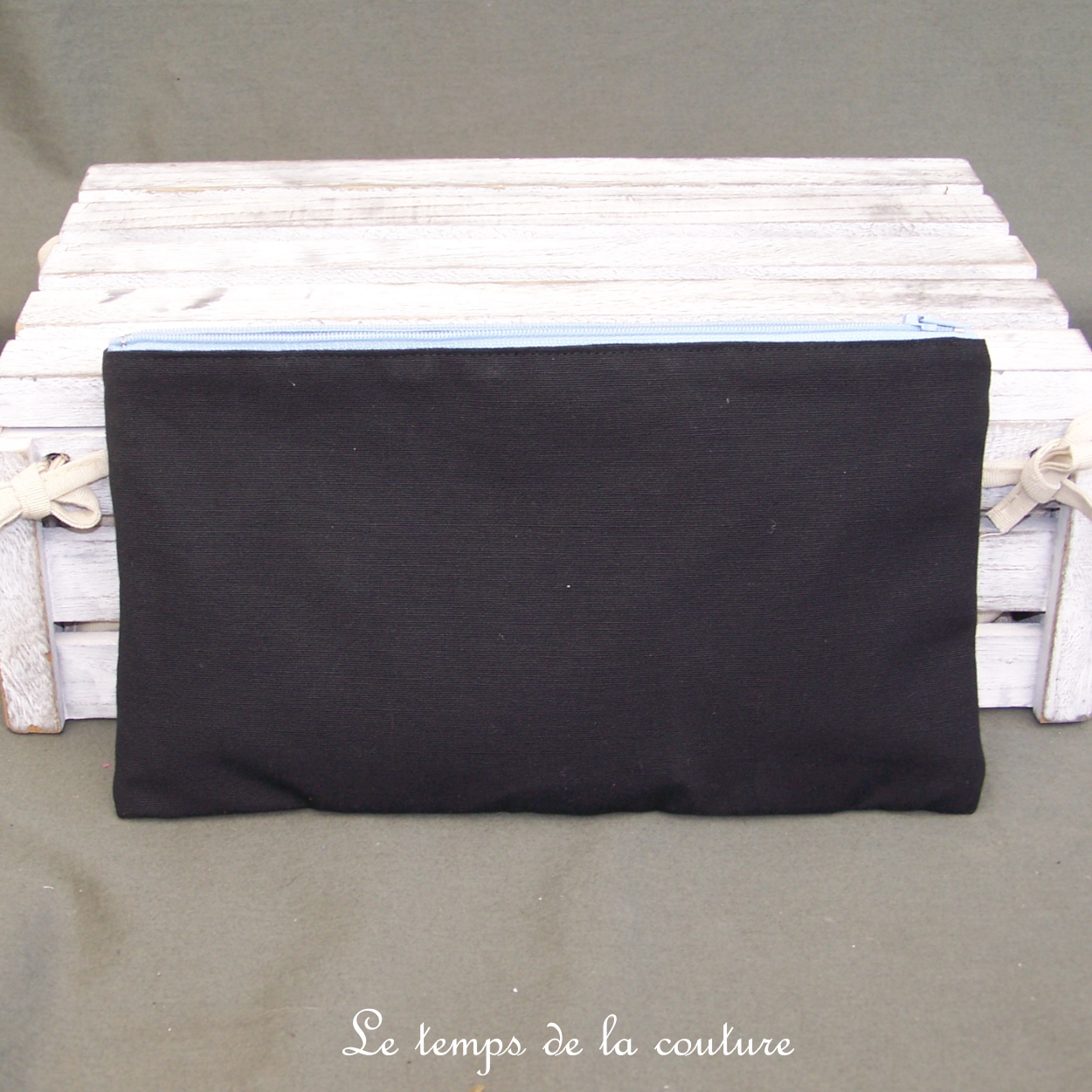 Cuir - pochette trousse - noir bleu - 02