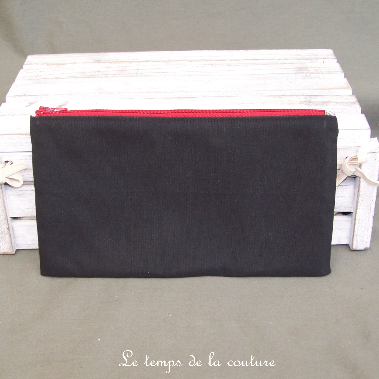 Cuir - pochette trousse - noir rouge jaune orange - 03